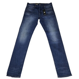 G-STAR RAW Men 33X35 Jean Blue 3301 Slim Straight Leg Denim Button Fly Tall Long